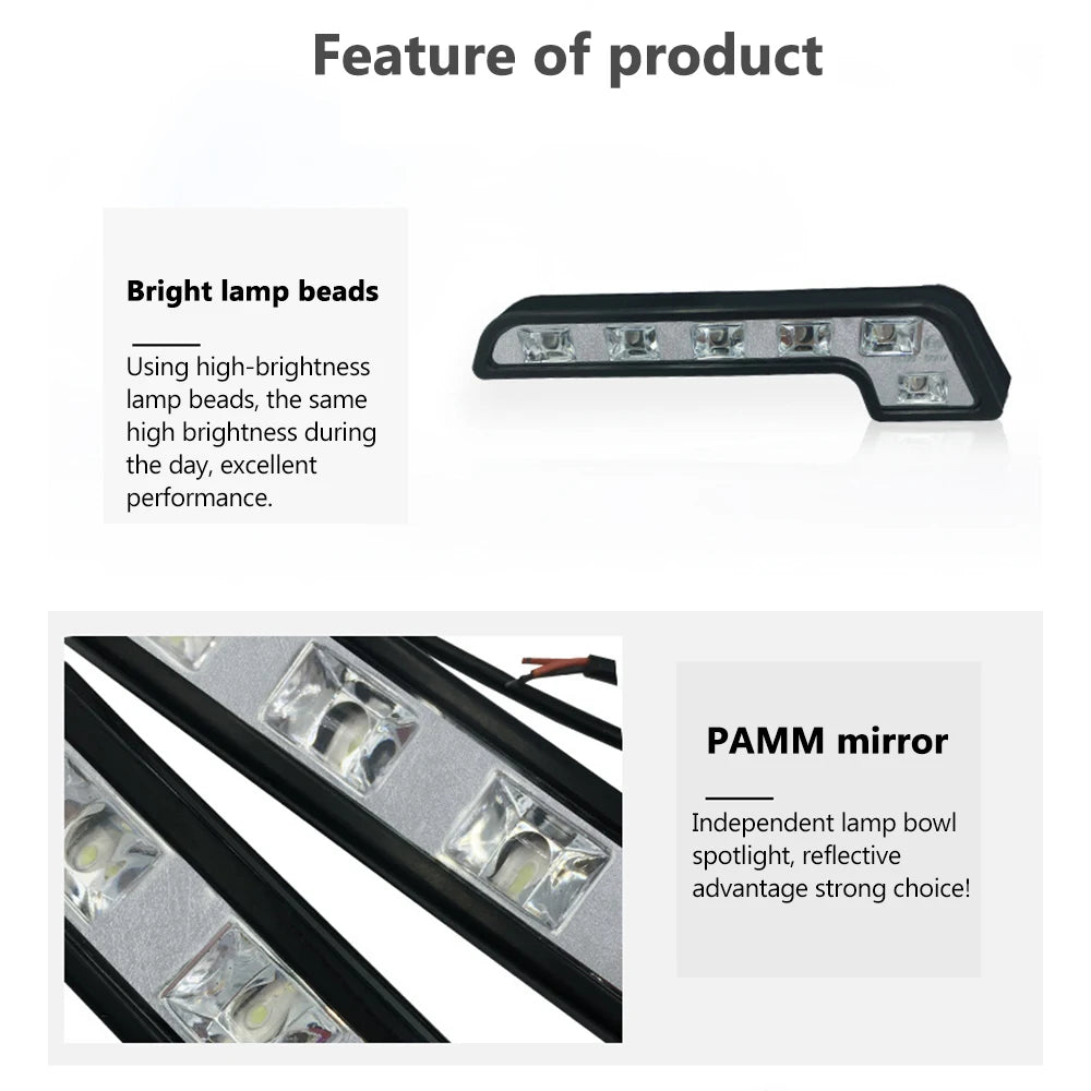 Reflectoare de ceata Universale cu LED-uri 2 buc. 6 LED-uri 12V în formă de L Lampă de ceață durabilă și rezistentă la apă.
