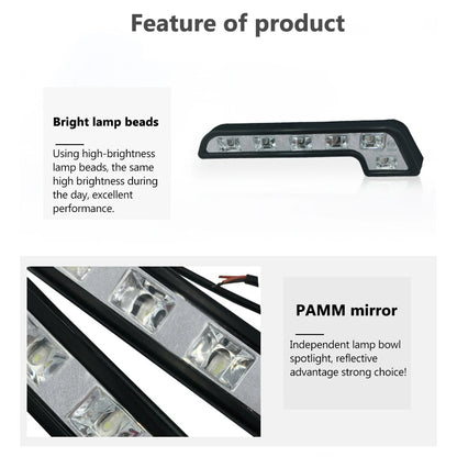 Reflectoare de ceata Universale cu LED-uri 2 buc. 6 LED-uri 12V în formă de L Lampă de ceață durabilă și rezistentă la apă.