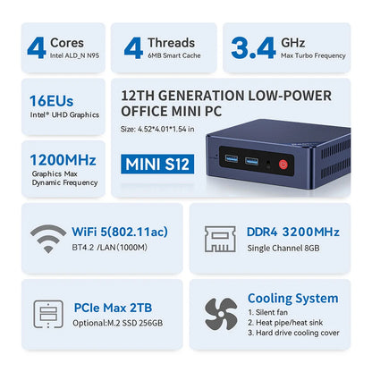 Beelink Mini S13 Intel Twin Lake N150 S12 Pro N100 Mini S N5095 Mini PC N95 8GB 128GB SSD Desktop Gaming Computer VS GMKtec G3