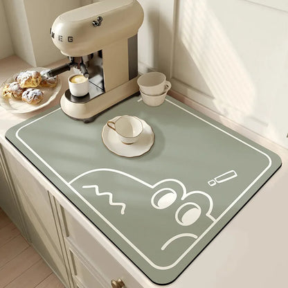 Covoraș absorbant de bucătărie mare, superabsorbant, antiderapant, covoraș de uscare a vaselor de cafea, cu uscare rapidă, tampon de scurgere pentru baie, covoraș de masă