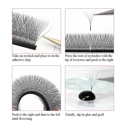 Fadvan 5D Extensii de gene în formă de W 0,07 D Gene naturale din nurcă artificială Gene ventilate profesionale moi, prefabricate cu volum