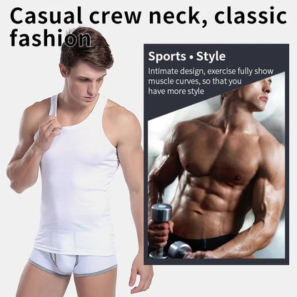 Vestă pentru bărbați din bumbac 100%, camisolă de antrenament pentru fitness și sport, tricou alb de vară, fără mâneci