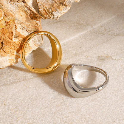Youthway Charm Luxury 18k Gold Stainless Steel Smooth Wave Irregular Ring For Unisex Waterproof Anti Allergic Jewelry Gift