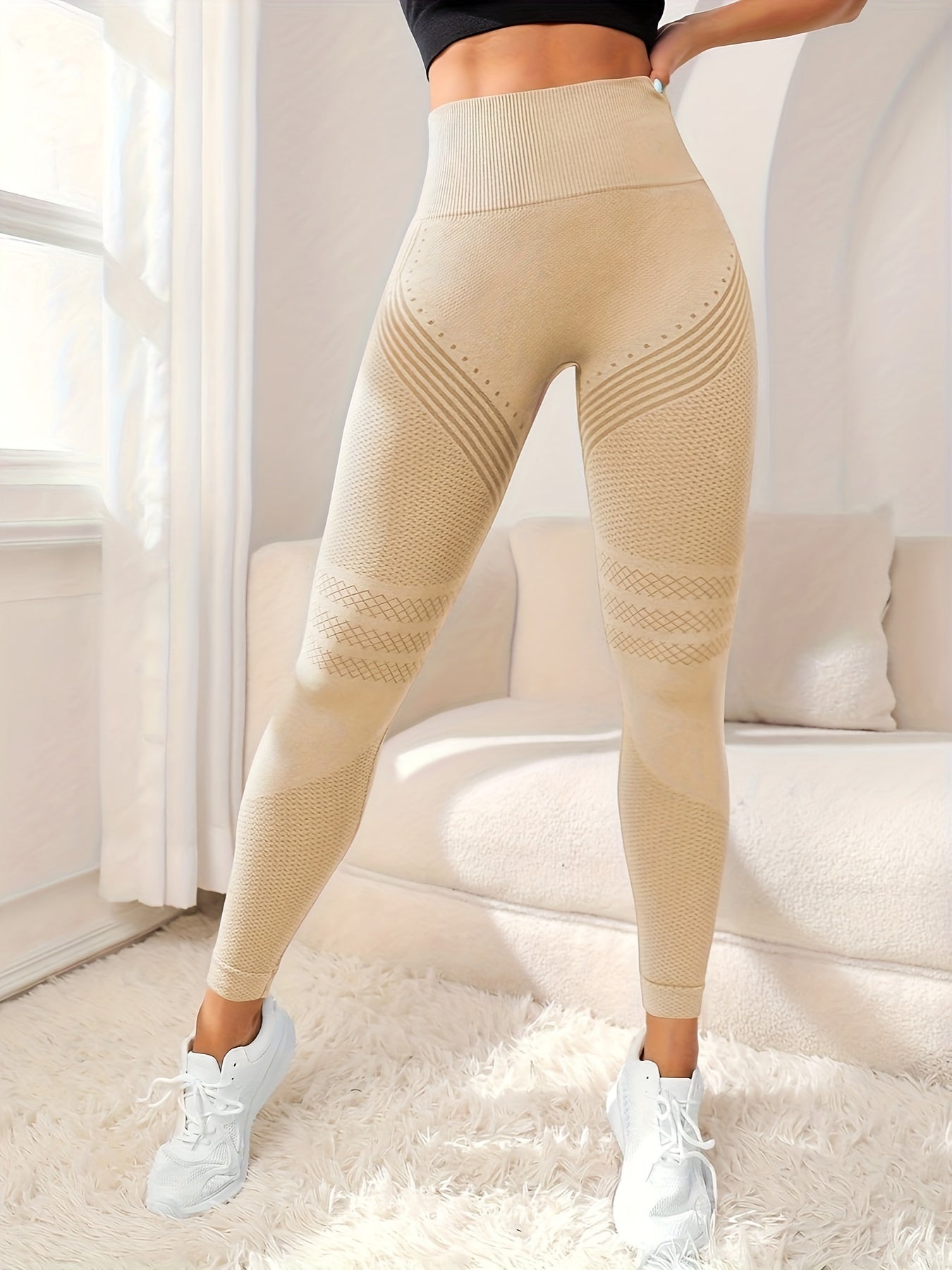 Women's High-Waisted Seamless Sports Leggings, Slimming Tummy Control Athletic Pants For Gym, Running, Yoga - Multi-Color, High Elasticity for fall & winter