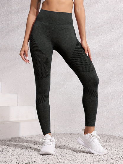 Women's High-Waisted Seamless Sports Leggings, Slimming Tummy Control Athletic Pants For Gym, Running, Yoga - Multi-Color, High Elasticity for fall & winter