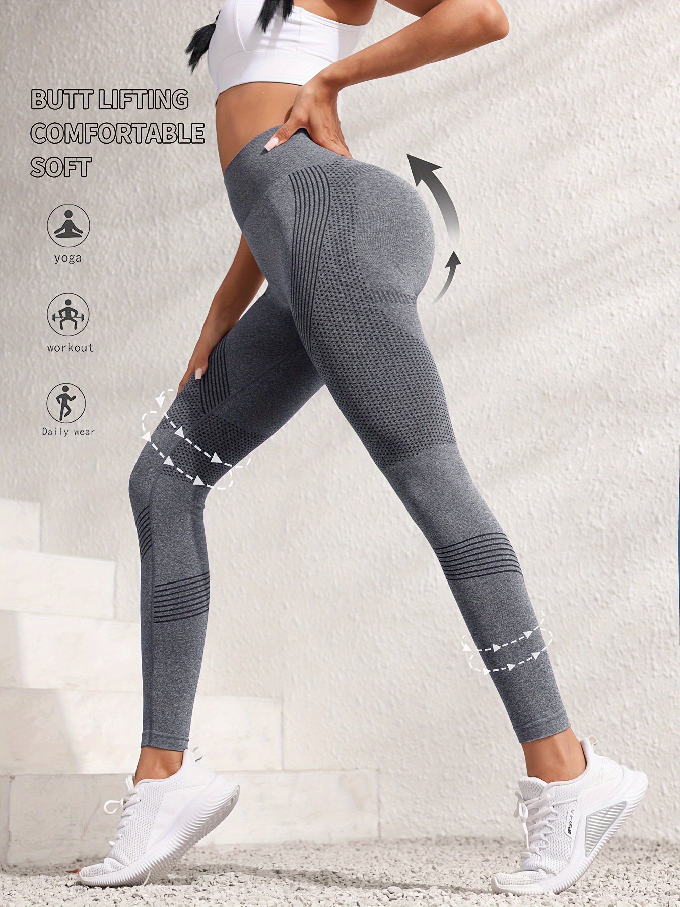 Women's High-Waisted Seamless Sports Leggings, Slimming Tummy Control Athletic Pants For Gym, Running, Yoga - Multi-Color, High Elasticity for fall & winter